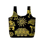 Maya Style Gold Linear Totem Icons Full Print Recycle Bag (S)