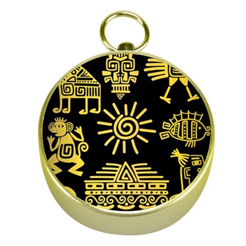 Maya Style Gold Linear Totem Icons Gold Compasses from ArtsNow.com Front