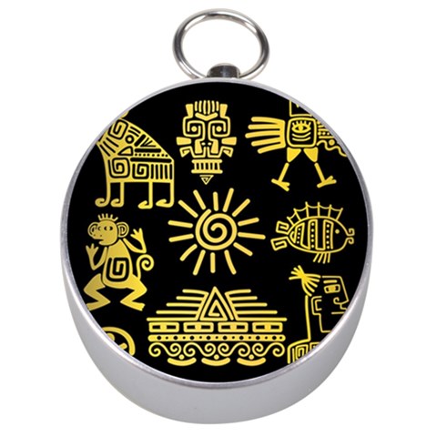 Maya Style Gold Linear Totem Icons Silver Compasses from ArtsNow.com Front