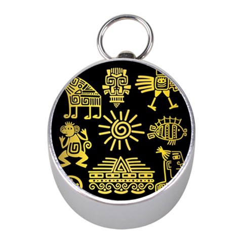 Maya Style Gold Linear Totem Icons Mini Silver Compasses from ArtsNow.com Front
