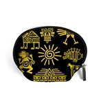 Maya Style Gold Linear Totem Icons Accessory Pouch (Small)