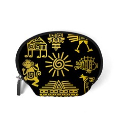Maya Style Gold Linear Totem Icons Accessory Pouch (Small) from ArtsNow.com Back