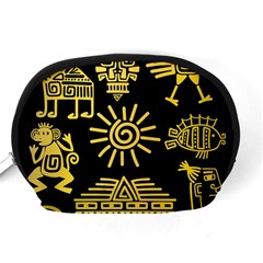 Maya Style Gold Linear Totem Icons Accessory Pouch (Medium) from ArtsNow.com Back