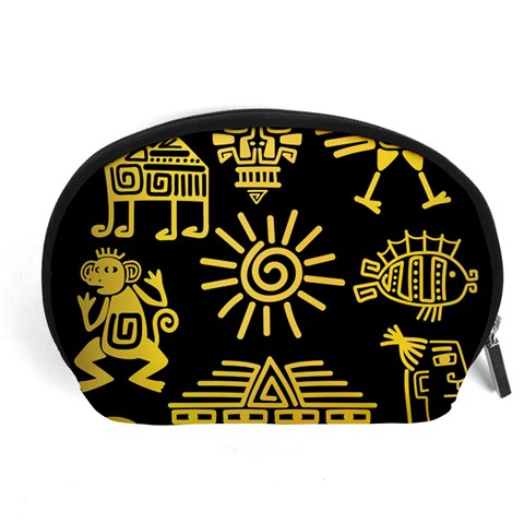 Maya Style Gold Linear Totem Icons Accessory Pouch (Large) from ArtsNow.com Front