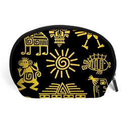 Maya Style Gold Linear Totem Icons Accessory Pouch (Large) from ArtsNow.com Front