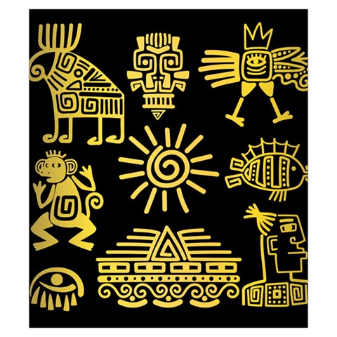 Maya Style Gold Linear Totem Icons Drawstring Pouch (Small) from ArtsNow.com Front