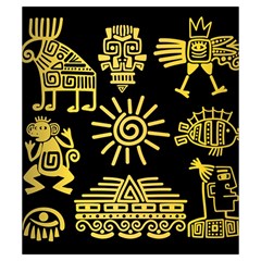 Maya Style Gold Linear Totem Icons Drawstring Pouch (Small) from ArtsNow.com Front