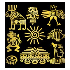 Maya Style Gold Linear Totem Icons Drawstring Pouch (Large) from ArtsNow.com Back