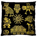 Maya Style Gold Linear Totem Icons Standard Premium Plush Fleece Cushion Case (One Side)