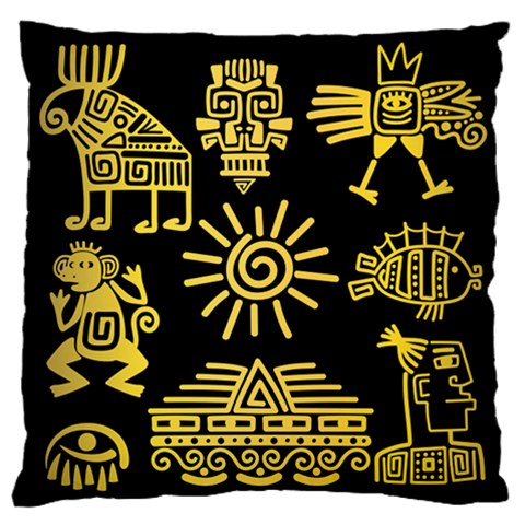 Maya Style Gold Linear Totem Icons Standard Premium Plush Fleece Cushion Case (Two Sides) from ArtsNow.com Front