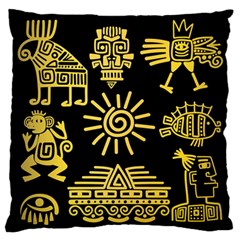 Maya Style Gold Linear Totem Icons Standard Premium Plush Fleece Cushion Case (Two Sides) from ArtsNow.com Back