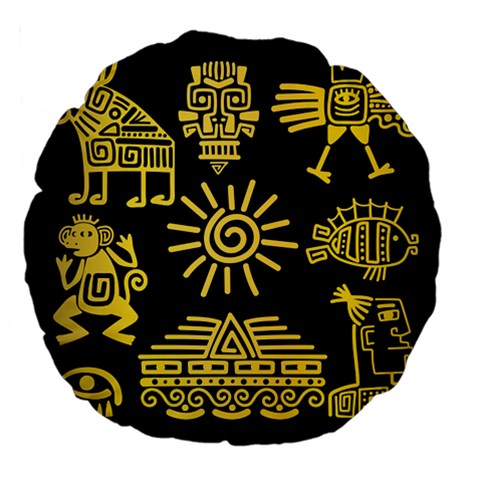 Maya Style Gold Linear Totem Icons Large 18  Premium Flano Round Cushions from ArtsNow.com Back