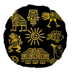 Maya Style Gold Linear Totem Icons Large 18  Premium Flano Round Cushions from ArtsNow.com Back