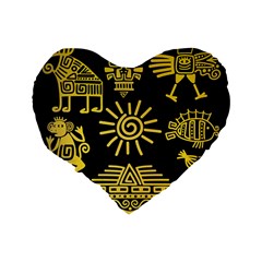 Maya Style Gold Linear Totem Icons Standard 16  Premium Flano Heart Shape Cushions from ArtsNow.com Back