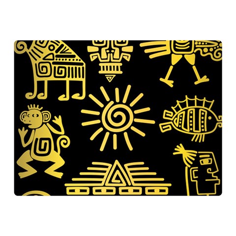 Maya Style Gold Linear Totem Icons Two Sides Premium Plush Fleece Blanket (Mini) from ArtsNow.com 35 x27  Blanket Front