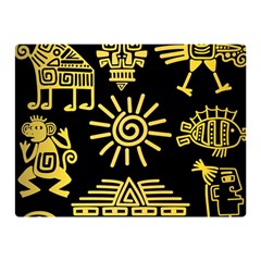 Maya Style Gold Linear Totem Icons Two Sides Premium Plush Fleece Blanket (Mini) from ArtsNow.com 35 x27  Blanket Front