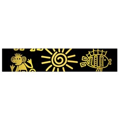 Maya Style Gold Linear Totem Icons Small Premium Plush Fleece Scarf from ArtsNow.com Front