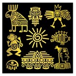 Maya Style Gold Linear Totem Icons Square Satin Scarf (36  x 36 )