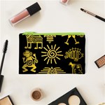 Maya Style Gold Linear Totem Icons Cosmetic Bag (XS)