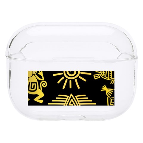 Maya Style Gold Linear Totem Icons Hard PC AirPods Pro Case from ArtsNow.com Front