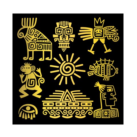 Maya Style Gold Linear Totem Icons Duvet Cover Double Side (Full/ Double Size) from ArtsNow.com Back