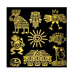Maya Style Gold Linear Totem Icons Duvet Cover Double Side (Full/ Double Size) from ArtsNow.com Back