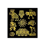 Maya Style Gold Linear Totem Icons Satin Bandana Scarf 22  x 22 