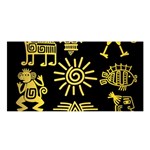 Maya Style Gold Linear Totem Icons Satin Shawl 45  x 80 