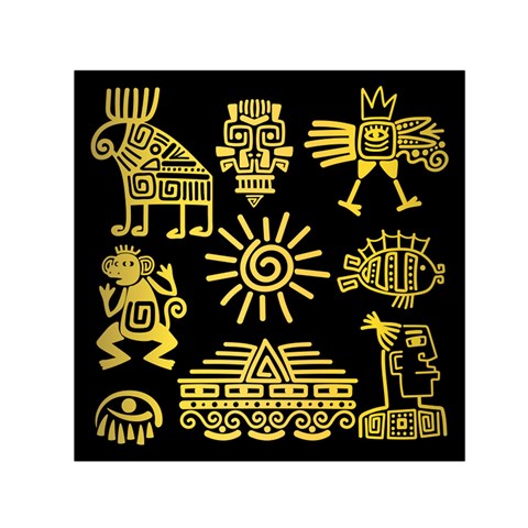 Maya Style Gold Linear Totem Icons Square Satin Scarf (30  x 30 ) from ArtsNow.com Front