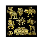 Maya Style Gold Linear Totem Icons Square Satin Scarf (30  x 30 )