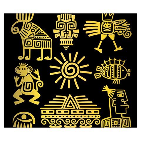Maya Style Gold Linear Totem Icons Zipper Large Tote Bag from ArtsNow.com Front