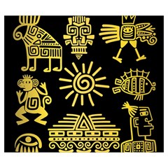 Maya Style Gold Linear Totem Icons Zipper Large Tote Bag from ArtsNow.com Back