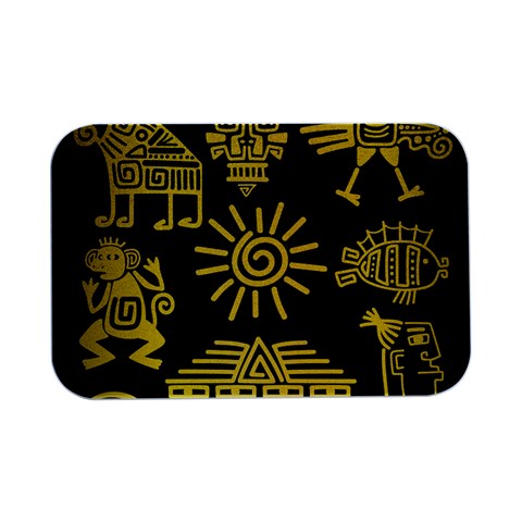 Maya Style Gold Linear Totem Icons Open Lid Metal Box (Silver)   from ArtsNow.com Front