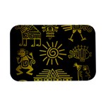 Maya Style Gold Linear Totem Icons Open Lid Metal Box (Silver)  