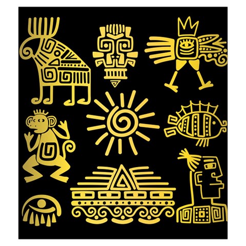 Maya Style Gold Linear Totem Icons Drawstring Pouch (2XL) from ArtsNow.com Front