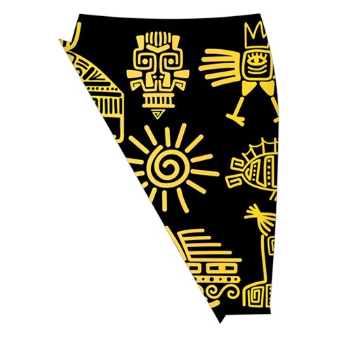 Maya Style Gold Linear Totem Icons Midi Wrap Pencil Skirt from ArtsNow.com Front Left