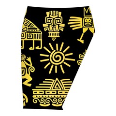 Maya Style Gold Linear Totem Icons Midi Wrap Pencil Skirt from ArtsNow.com  Front Right 