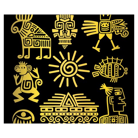 Maya Style Gold Linear Totem Icons Zipper Medium Tote Bag from ArtsNow.com Back