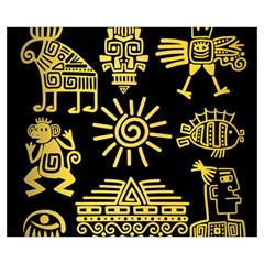 Maya Style Gold Linear Totem Icons Zipper Medium Tote Bag from ArtsNow.com Back