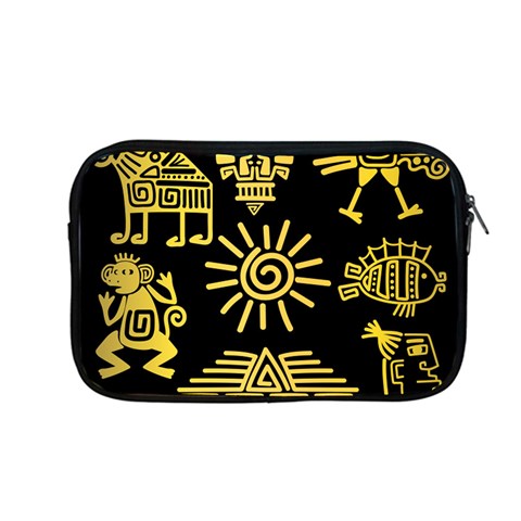 Maya Style Gold Linear Totem Icons Apple MacBook Pro 13  Zipper Case from ArtsNow.com Front