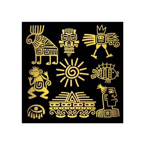 Maya Style Gold Linear Totem Icons Square Tapestry (Small) from ArtsNow.com Front