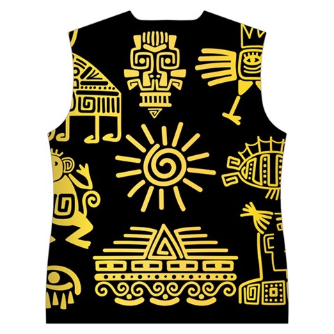 Maya Style Gold Linear Totem Icons Women s Button Up Vest from ArtsNow.com Back
