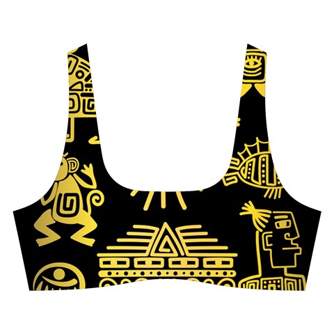 Maya Style Gold Linear Totem Icons Cross Back Hipster Bikini Set from ArtsNow.com Front