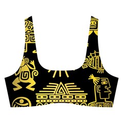 Maya Style Gold Linear Totem Icons Cross Back Hipster Bikini Set from ArtsNow.com Front