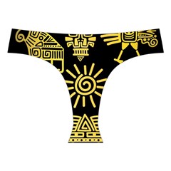 Maya Style Gold Linear Totem Icons Cross Back Hipster Bikini Set from ArtsNow.com Front Under