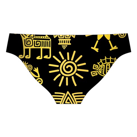 Maya Style Gold Linear Totem Icons Cross Back Hipster Bikini Set from ArtsNow.com Back Under