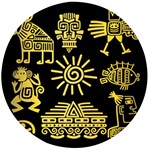 Maya Style Gold Linear Totem Icons Wooden Bottle Opener (Round)
