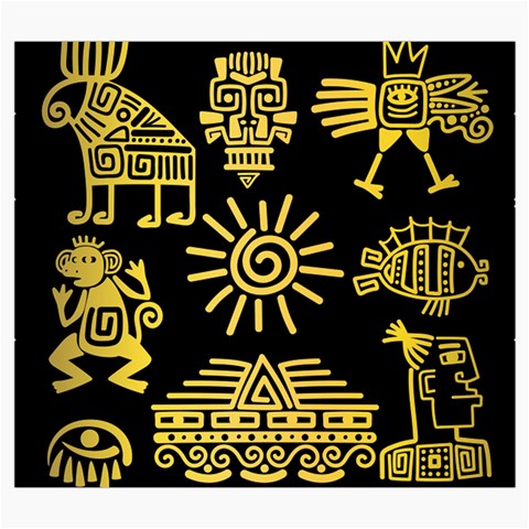 Maya Style Gold Linear Totem Icons Roll Up Canvas Pencil Holder (S) from ArtsNow.com Front