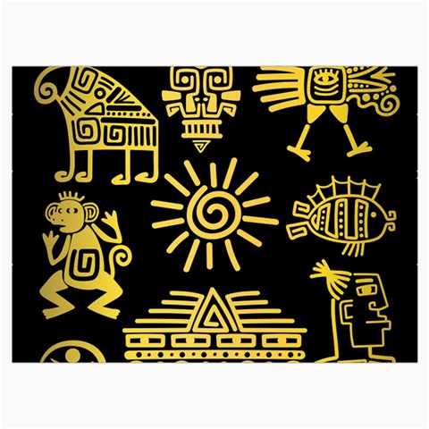 Maya Style Gold Linear Totem Icons Roll Up Canvas Pencil Holder (M) from ArtsNow.com Front