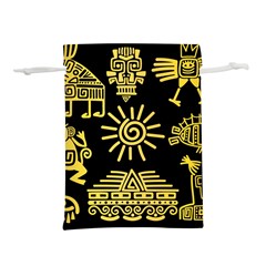Maya Style Gold Linear Totem Icons Lightweight Drawstring Pouch (L) from ArtsNow.com Front